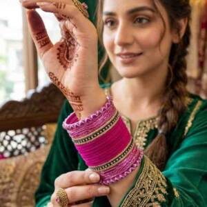 Pakistani model showcasing bangles